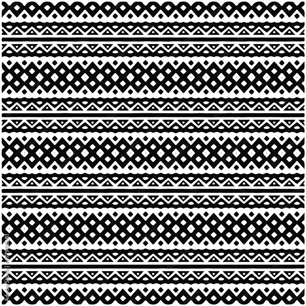 Seamless ethnic pattern color black and white.Can be used in fabric design for clothes, accessories; decorative paper, wrapping, background, wallpaper, Vector illustration.