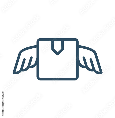 artboard sizesfast delivery icon, cargo box with wings, air parcel service, fly package, express order, thin line symbol - editable stroke vector illustration