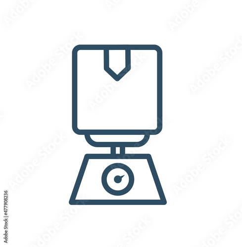 Cargo weight line and glyph icon. Luggage and scale vector illustration isolated on white. Box on scales outline style design, designed for web and app. Eps 10