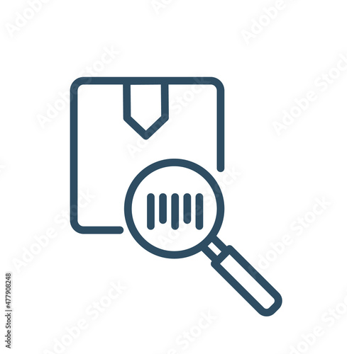 Barcode and QR code on box line icon
