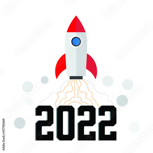 A vector of rocket launch with the word 2022.