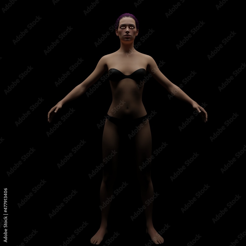 Naklejka premium Silhouette revealing the shapes of an adult guben female body on a dark background 3d realistic illustration
