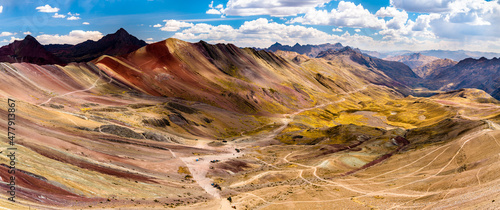 Andean landscape at Vinicunca Rainbow Mountain near Cusco in Peru