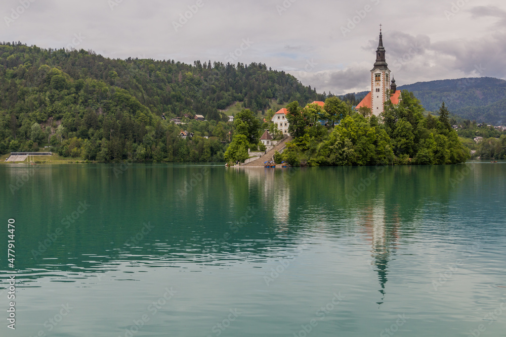 Pilgrimage Church of the Assumption of Maria in Bled lake, Slovenia