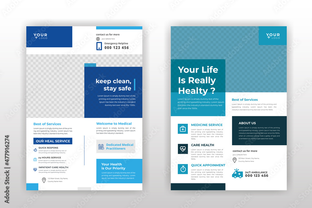 Naklejka premium Modern medicals flyer template design set