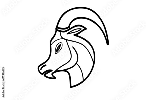 The Capricorn zodiac symbol, horoscope sign on white background. Royalty high-quality stock of Capricorn signs isolated on white background. Horoscope, astrology icons with simple style © jang