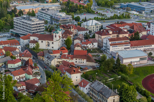 Aerial view of Postojna town, Slovenia