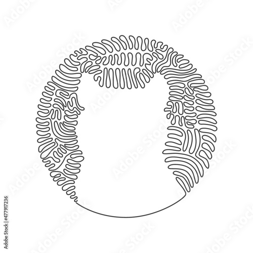 Continuous one curve line drawing of cute cat face abstract art in circle. Single line editable stroke vector illustration of friendly domestic animal for logo, wall decor and poster print decoration