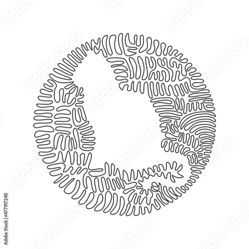 Curve continuous one line drawing of cute sitting cat abstract art in circle. Single line editable stroke vector illustration of friendly domestic animal for logo, wall decor, poster print decoration