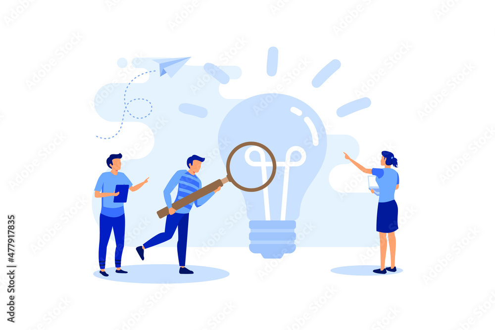 online assistant at work. promotion in the network. manager at remote work, searching for new ideas solutions, working together in the company, brainstorming flat modern design illustration