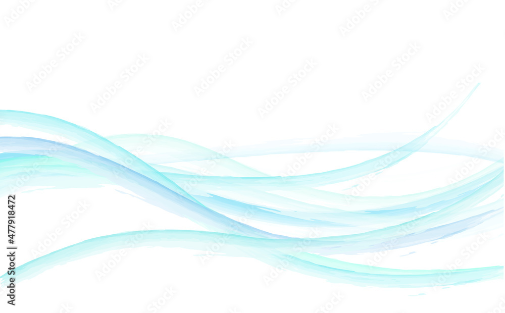Background light blue and green waves on white backdrop