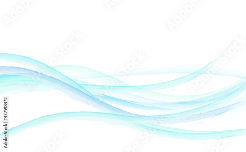 Background light blue and green waves on white backdrop