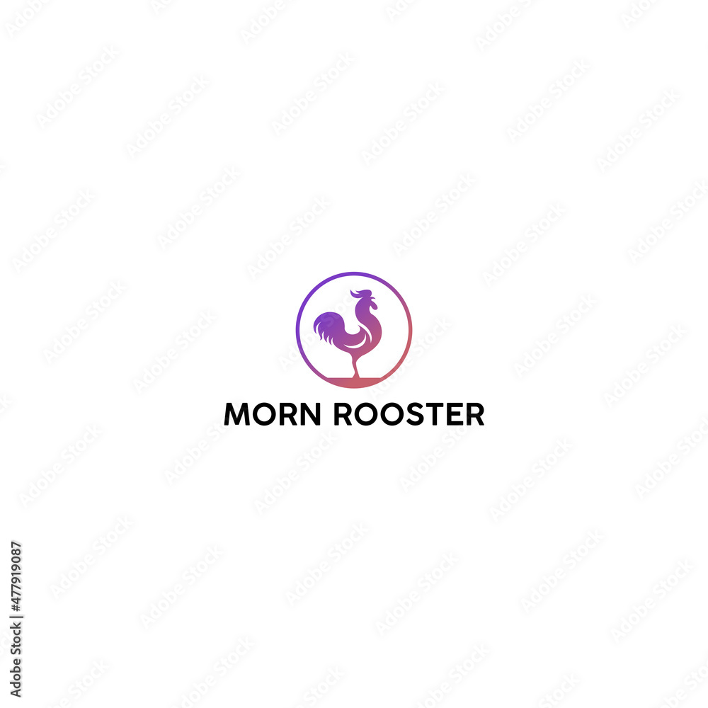 Modern flat colorful MORN ROOSTER logo design