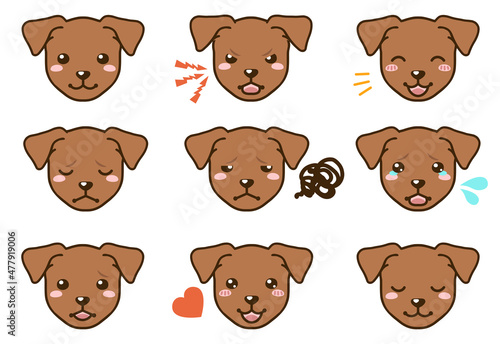 折れ耳ミニチュアピンシャー（レッド）の表情顔アイコン