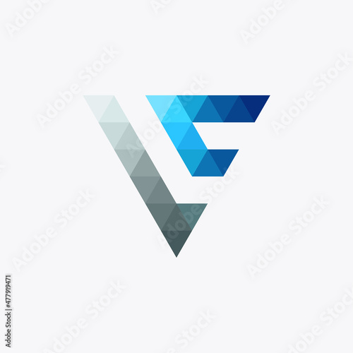 Letter VC technology, polygonal pattern logo. A modern, sophisticated and masculine logo. Suitable for logos of technology companies, consulting business, finance, or law firms.