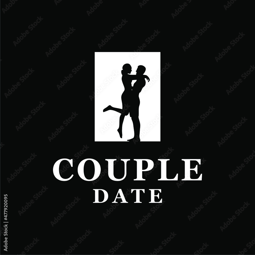 Couple date silhouette logo vector