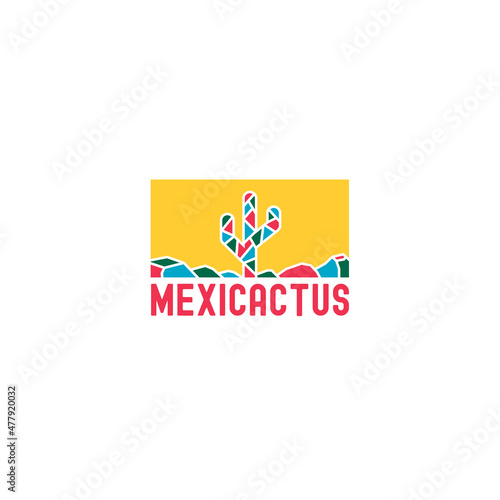 Modern flat colorful design MEXICACTUS logo design