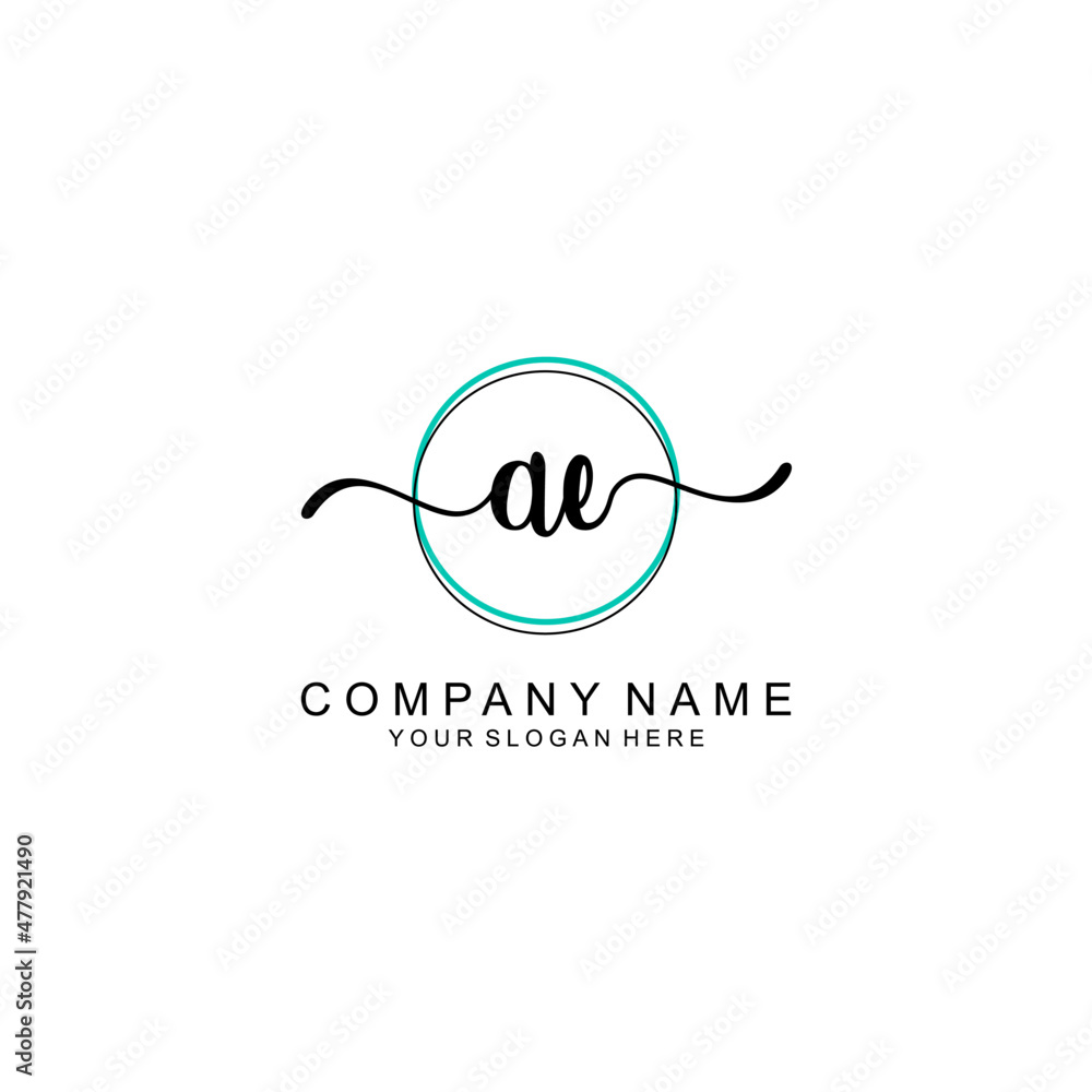 AE Initial handwriting logo with circle hand drawn template vector AE Initial handwriting logo with circle hand drawn template vector