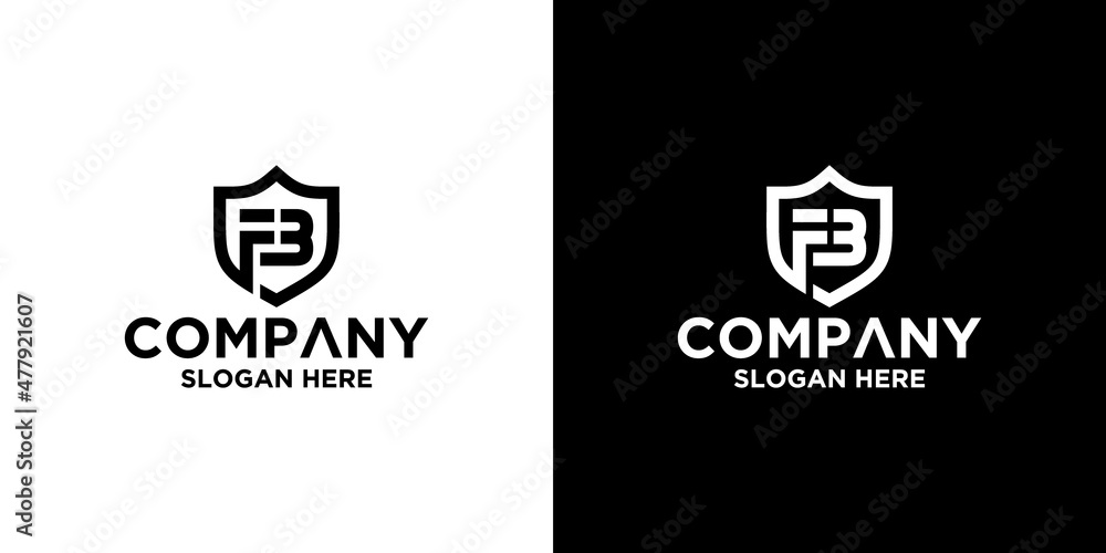 FB shield letter logo design template