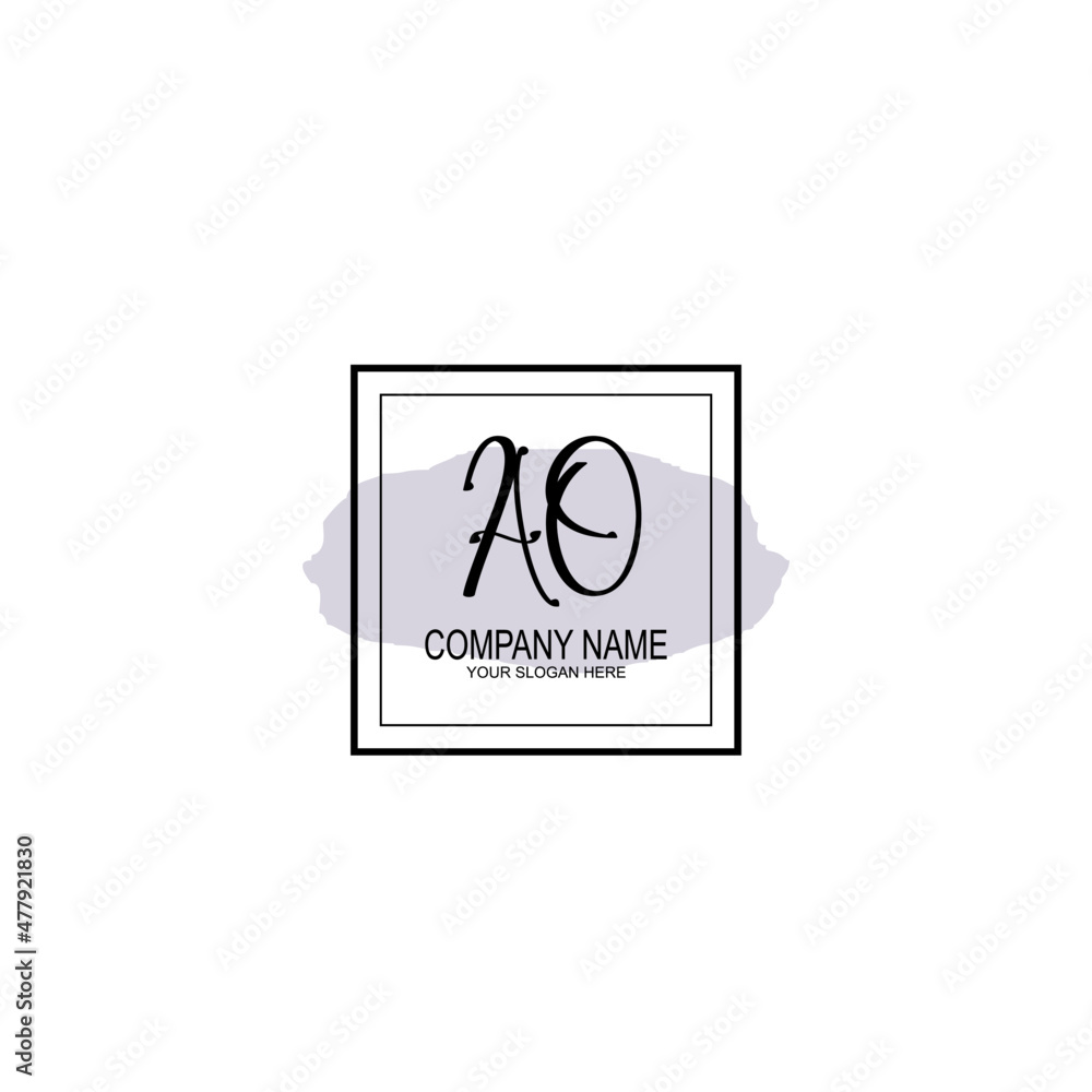 Letter AO minimalist wedding monogram vector Letter AO minimalist wedding monogram vector