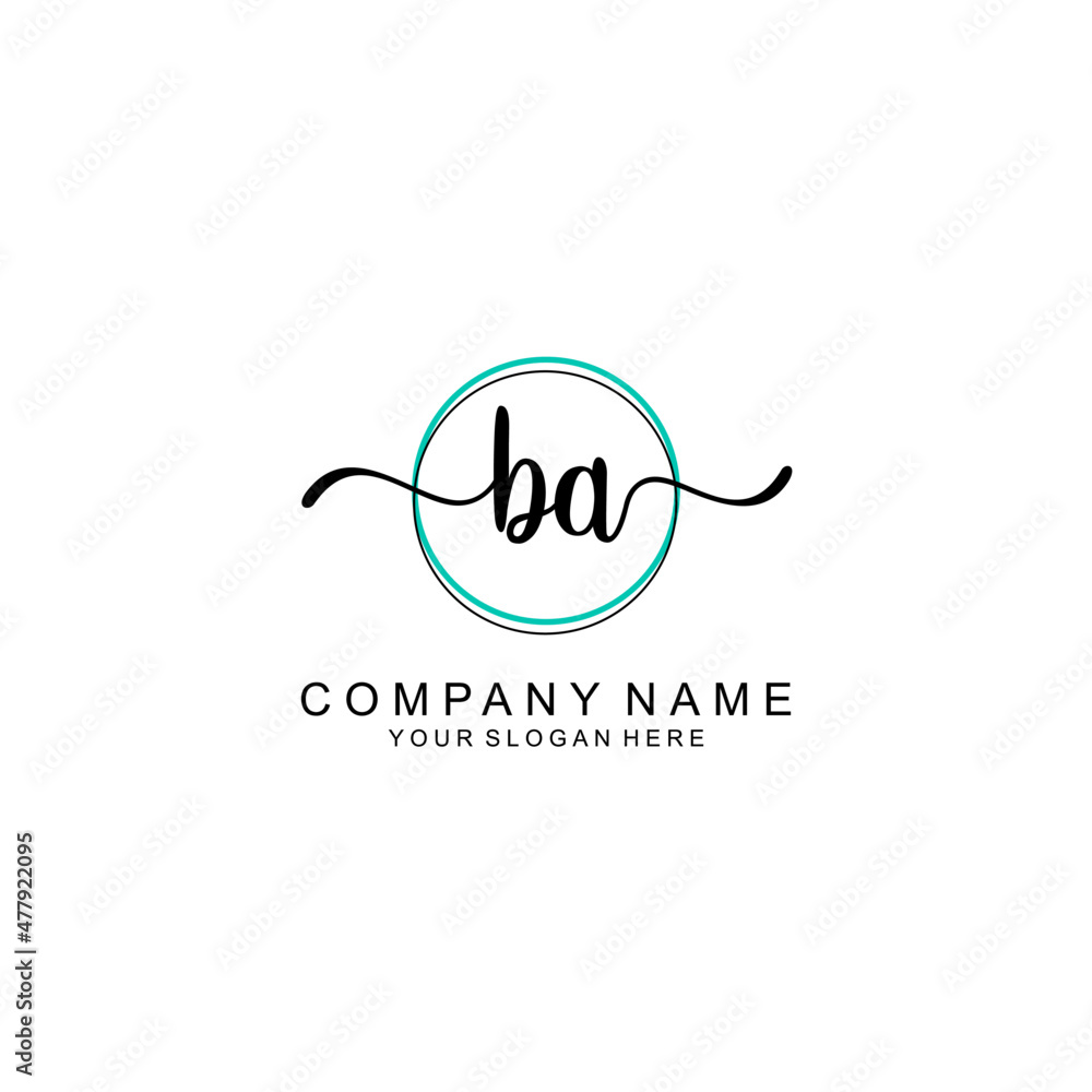 BA Initial handwriting logo with circle hand drawn template vector BA Initial handwriting logo with circle hand drawn template vector