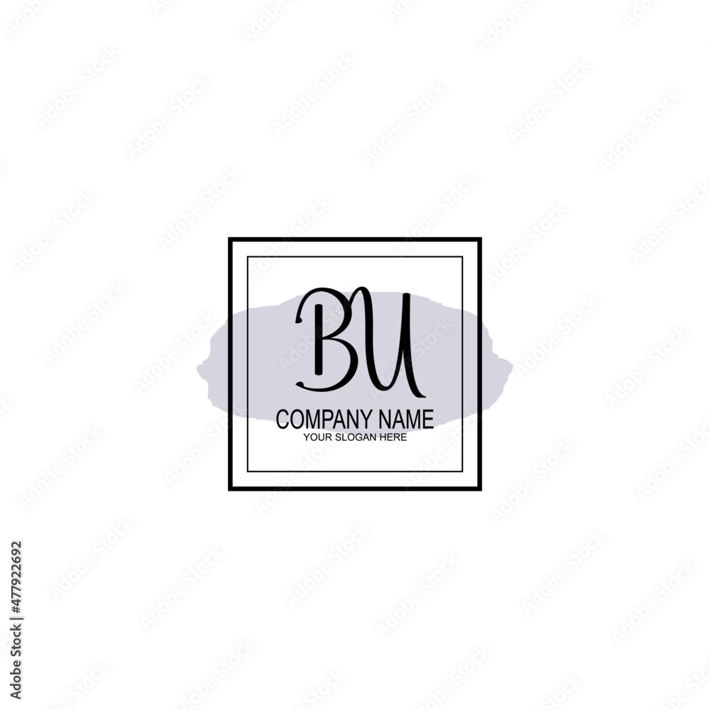 Letter BU minimalist wedding monogram vector