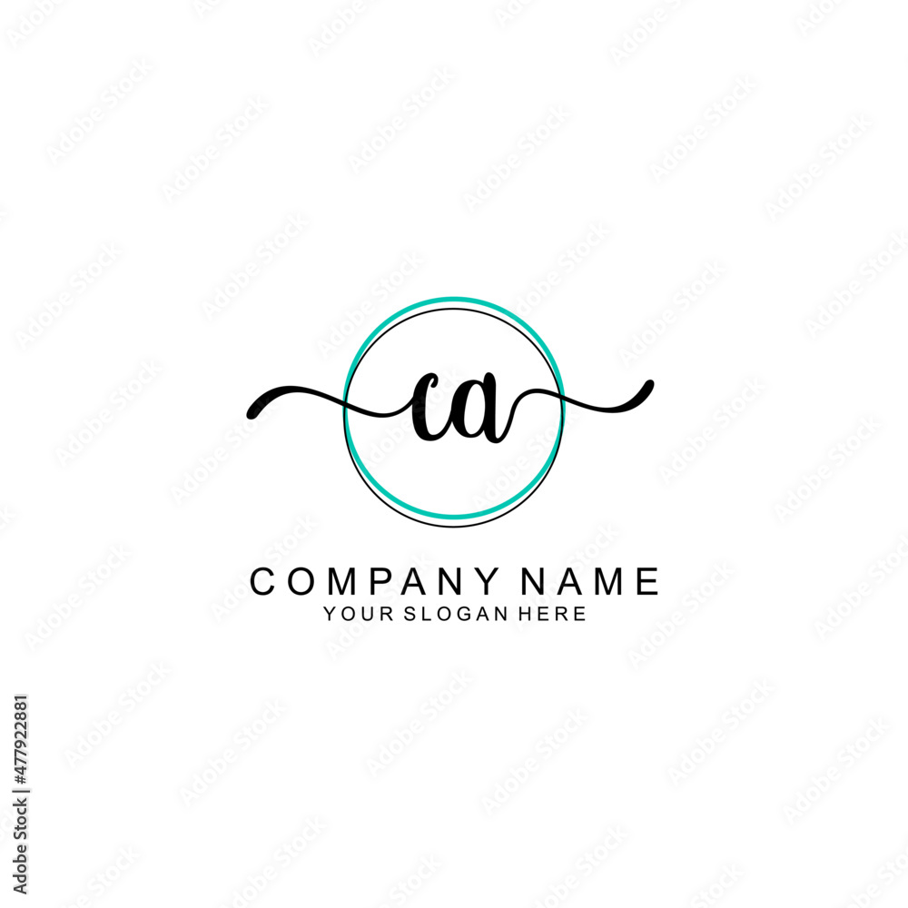 CA Initial handwriting logo with circle hand drawn template vector CA Initial handwriting logo with circle hand drawn template vector