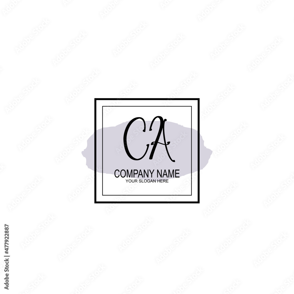 Letter CA minimalist wedding monogram vector