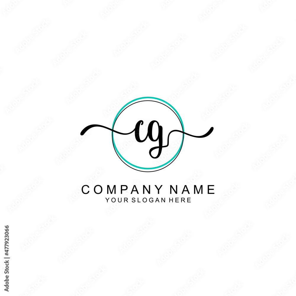 CG Initial handwriting logo with circle hand drawn template vector CG Initial handwriting logo with circle hand drawn template vector