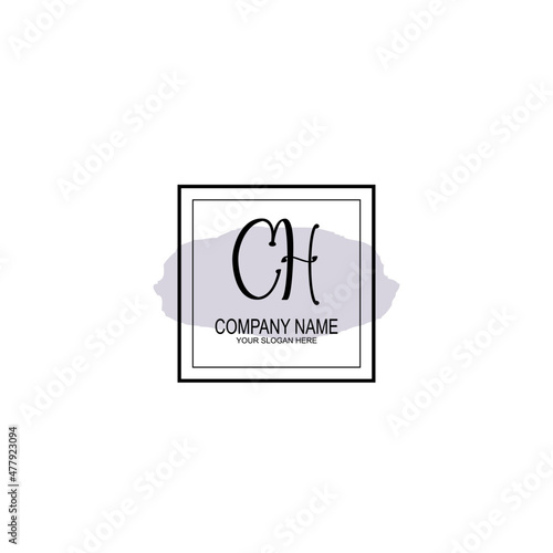 Letter CH minimalist wedding monogram vector