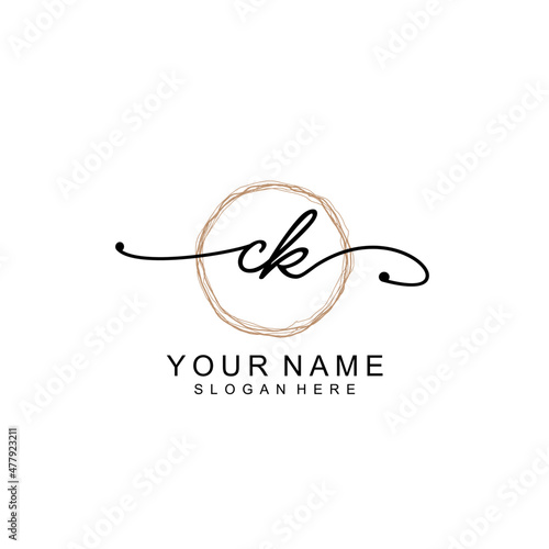 CK initial Signature logo template vector photo