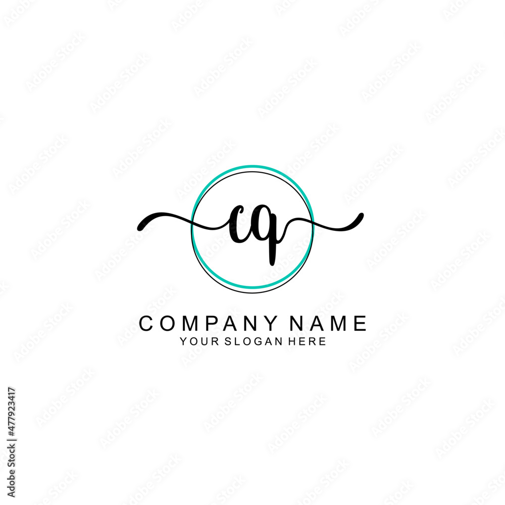 CQ Initial handwriting logo with circle hand drawn template vector CQ Initial handwriting logo with circle hand drawn template vector