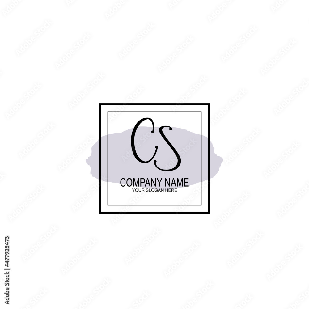 Letter CS minimalist wedding monogram vector
