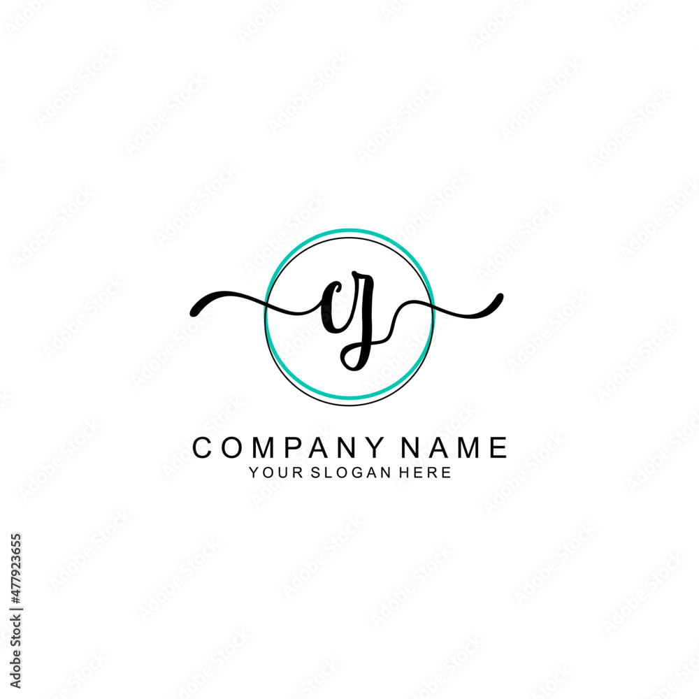 CZ Initial handwriting logo with circle hand drawn template vector