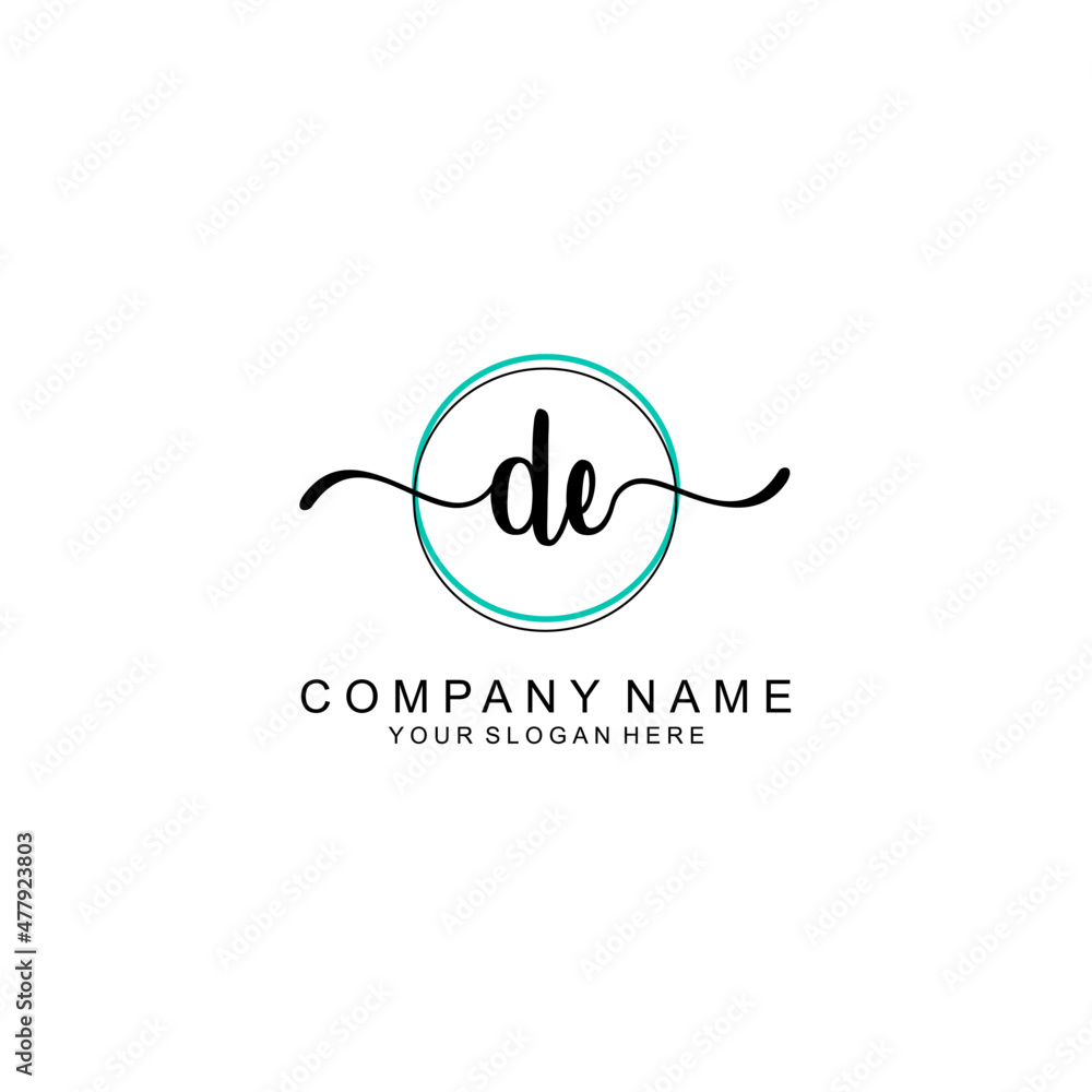 DE Initial handwriting logo with circle hand drawn template vector DE Initial handwriting logo with circle hand drawn template vector