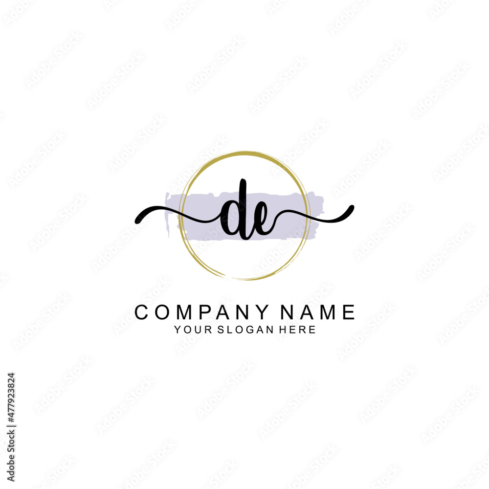 DE Initial handwriting logo with circle hand drawn template vector DE Initial handwriting logo with circle hand drawn template vector