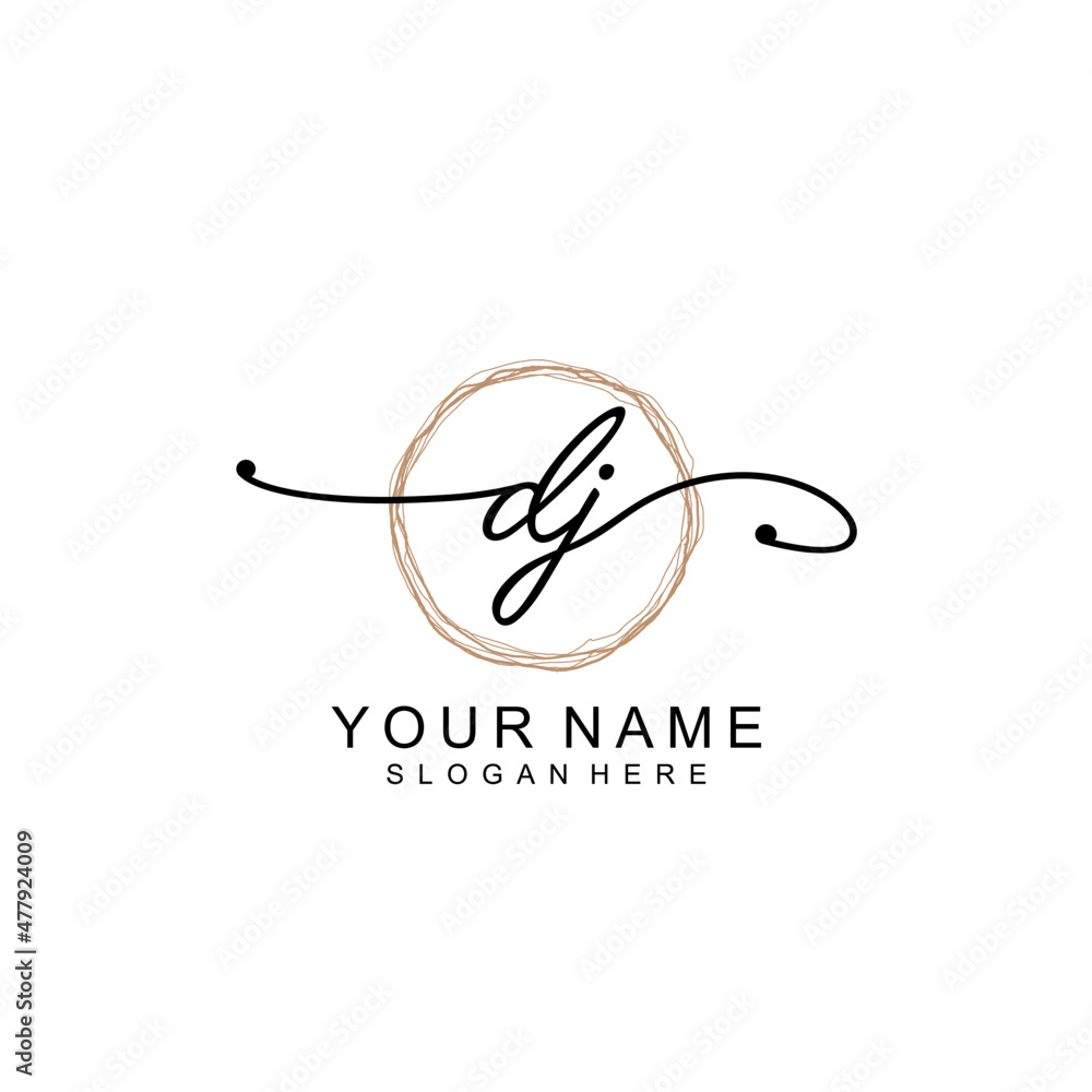 DJ initial Signature logo template vector