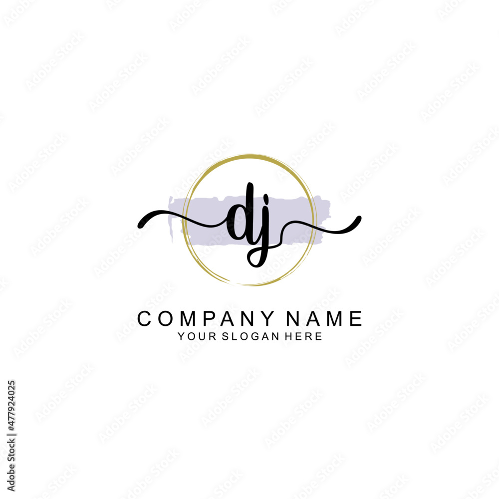 DJ Initial handwriting logo with circle hand drawn template vector DJ Initial handwriting logo with circle hand drawn template vector