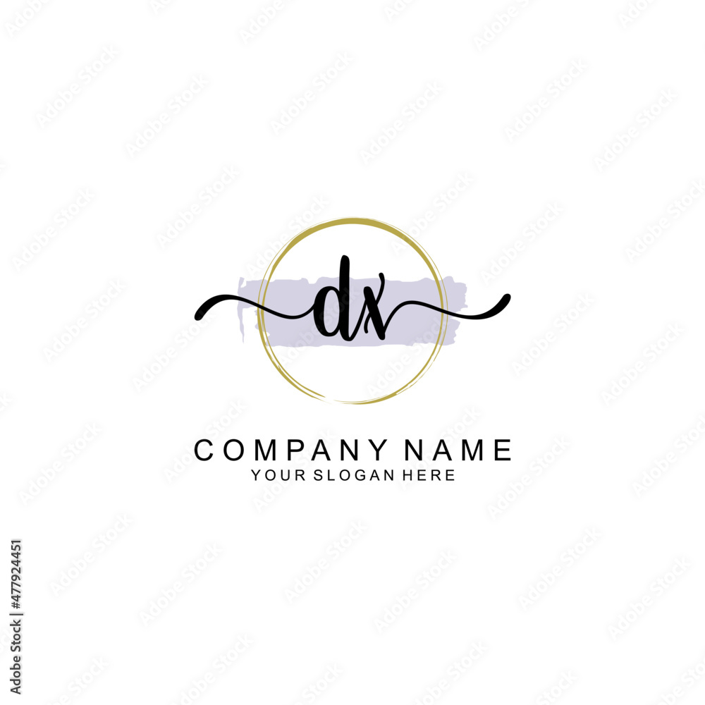 DX Initial handwriting logo with circle hand drawn template vector DX Initial handwriting logo with circle hand drawn template vector