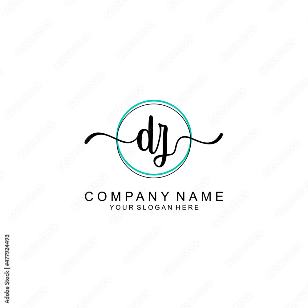 DZ Initial handwriting logo with circle hand drawn template vector