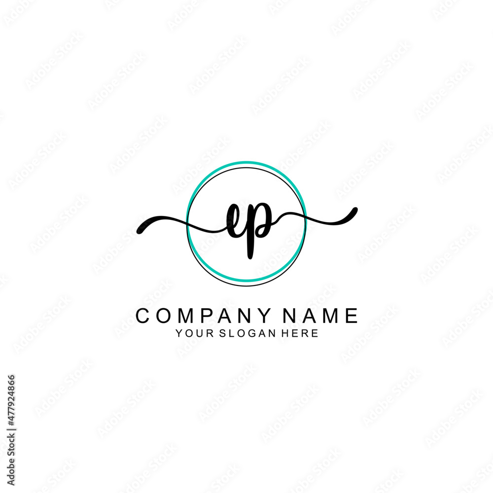 EP Initial handwriting logo with circle hand drawn template vector EP Initial handwriting logo with circle hand drawn template vector