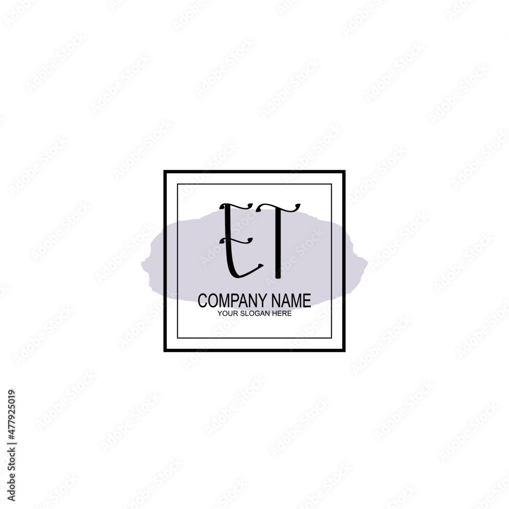 Letter ET minimalist wedding monogram vector