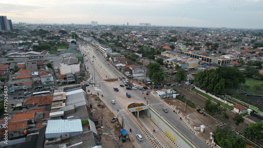 Traffic on the streets of Bekasi. Has the highest number of motor vehicles and the traffic congestion is limited in few areas. Bekasi, Indonesia, January 2, 2021 Traffic on the streets of Bekasi. Has the highest number of motor vehicles and the traffic congestion is limited in few areas. Bekasi, Indonesia, January 2, 2021