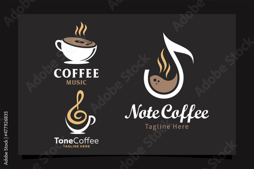 set of coffee music logo