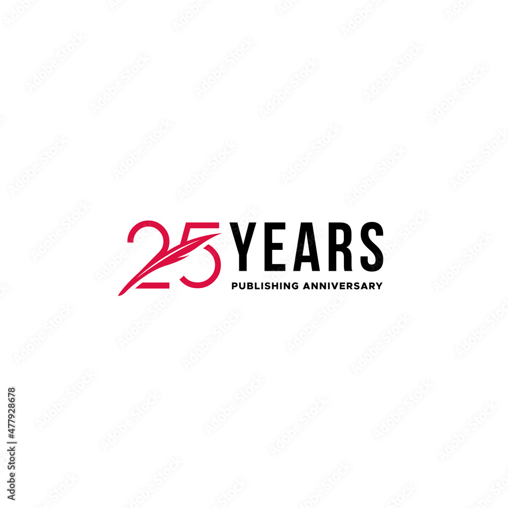 Flat 25 YEARS PUBLISHING ANNIVERSARY Logo design