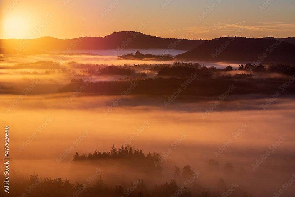 Fototapeta premium nebel zwischen den hügeln