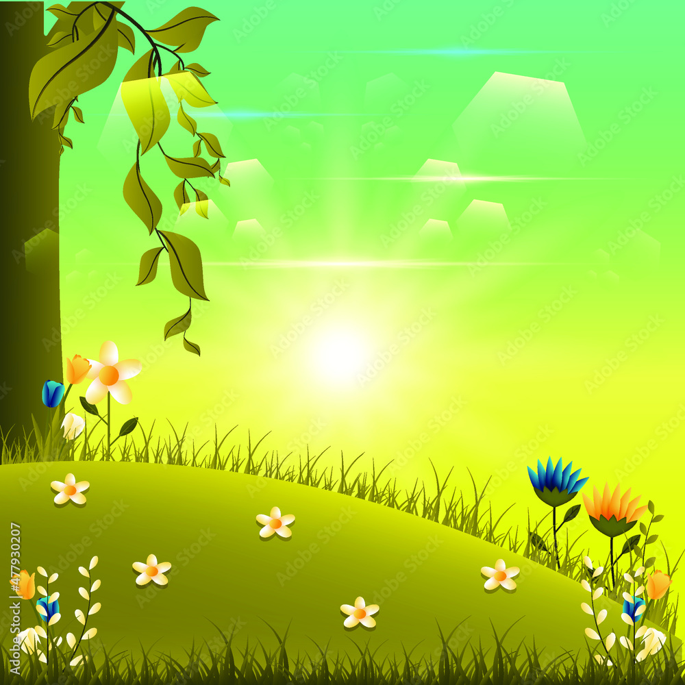 Spring or Summer Scenery background. Suitable for covers, posters, banners, and other marketing purposes.