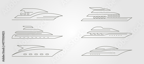 set of yacht line art logo vector collection symbol illustration design, abstract yacht minimalist logo design