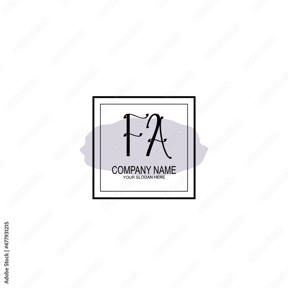 Letter FA minimalist wedding monogram vector
