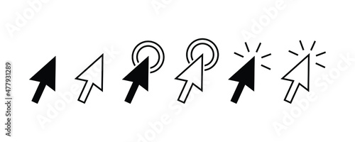 a simple element set of the pointer illustrations. minimalist design in various shapes. a design for web, app, or mobile interface, and element decoration.